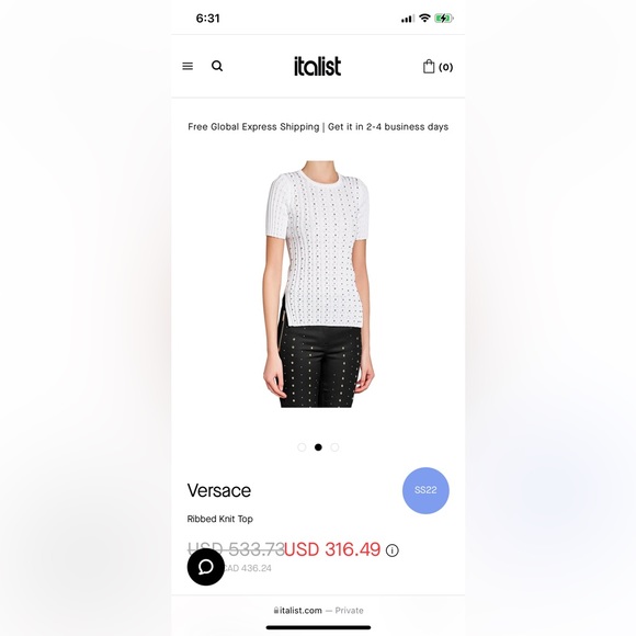 Versace Ribbed Knit Top with Studs Size EU 38 / 160 Authentic - Picture 2 of 16